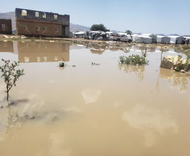 Flooded area in Amran, Yemen