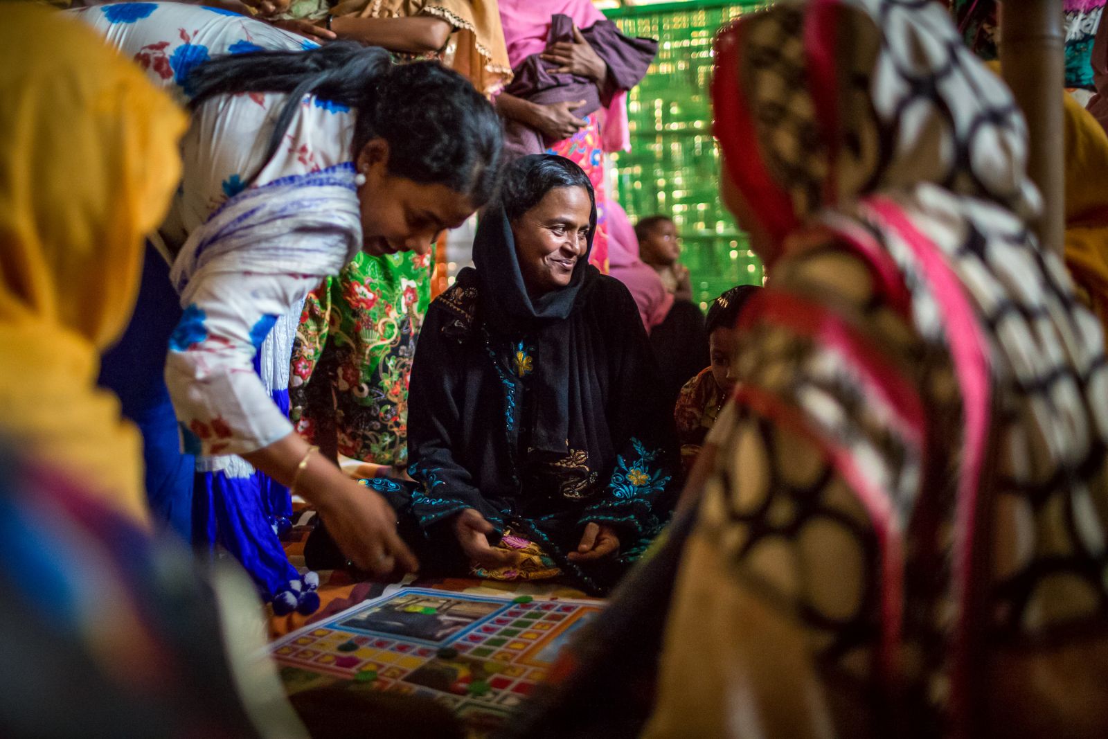 In Bangladesh, CARE has established Women Friendly Shelters. These are community spaces where women living in refugee camps can relax and share with each other. Photo: Nancy Farese/CARE