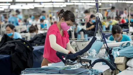 Woman in garment factory