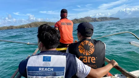 CARE and EU staff on rescue boat in the Philippines