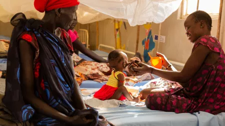 Family at a hospital in South Sudan