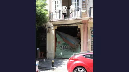Damaged garage door in Beirut