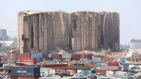 Damaged structure in the port of Beirut