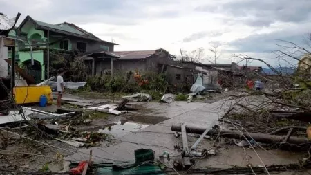 Houses destroyed by Typhoon Odette in the Philippines