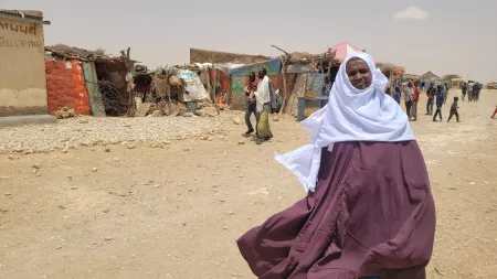 Ardo Dhunkel, 60, on the road in her village in Somalia.