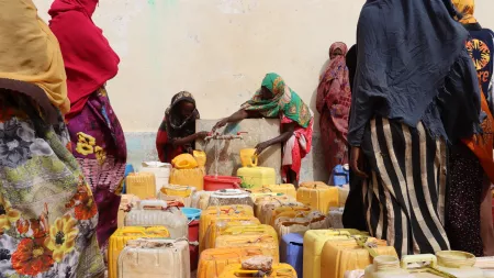 Women fetching water in IDP camp