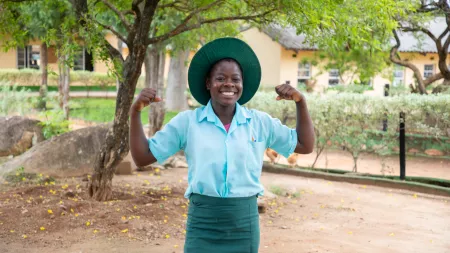 Zimbabwe_school girl with green hat