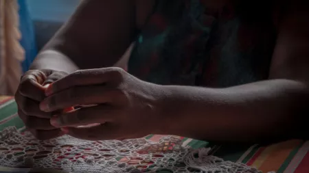 woman hands in the shade