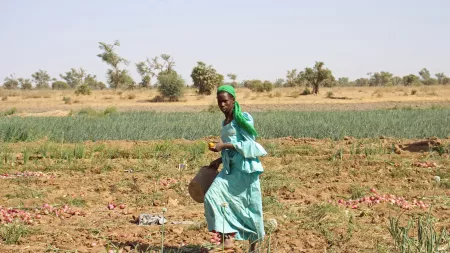 woman holding basket in plantation
