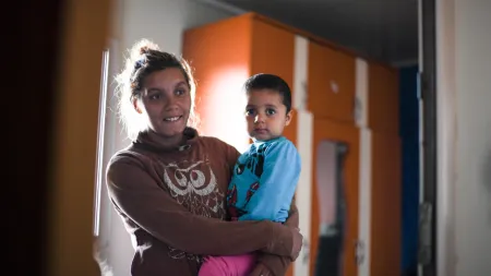A mother and her child, who participate in a CARE-supported a social inclusion program that helps to keep families together.