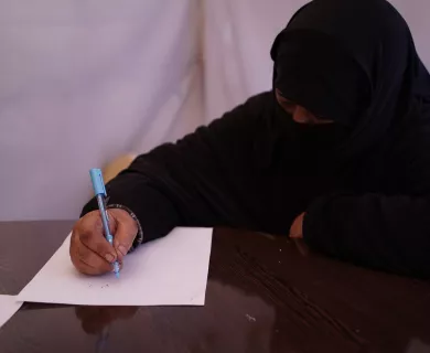 Maha writing in Syria