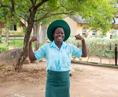 Zimbabwe_school girl with green hat