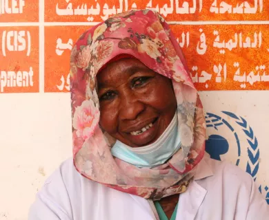 Sudan_Healthworker with floral hijab