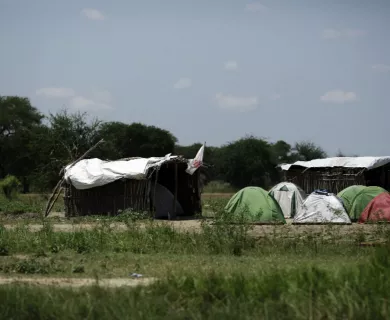 Sudan_Informal housing with sticks and tents put up in front of them
