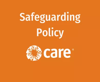 Orange card with white Text Safeguarding Policy