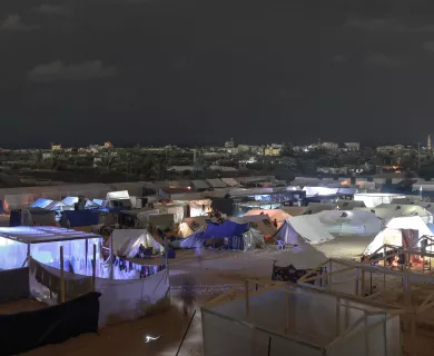 Tent camp at night
